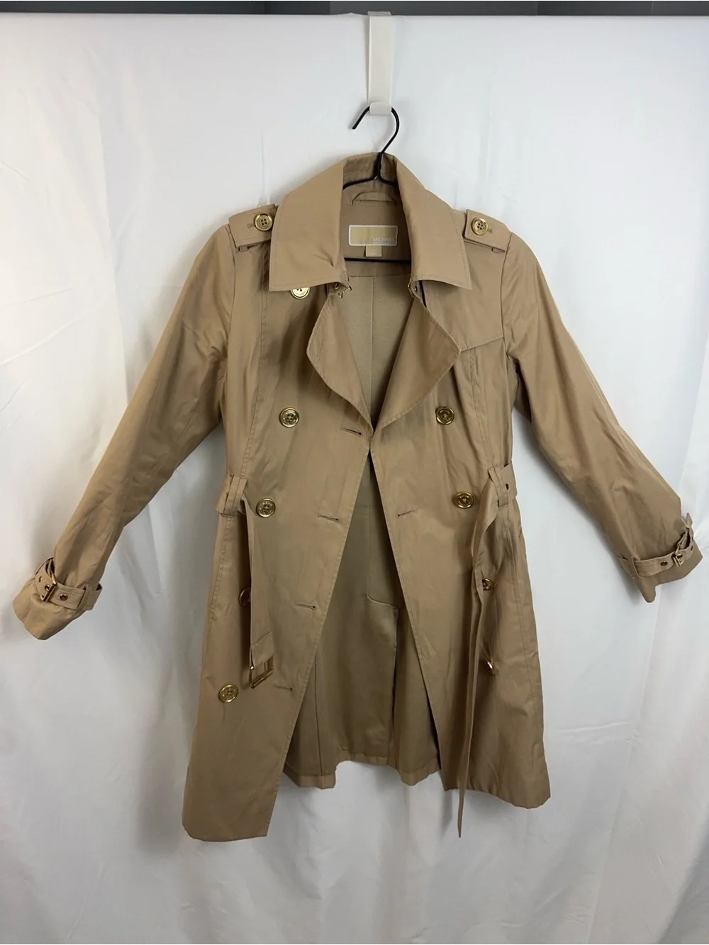 Michael Kors Tan Double-Breasted Trench Coat